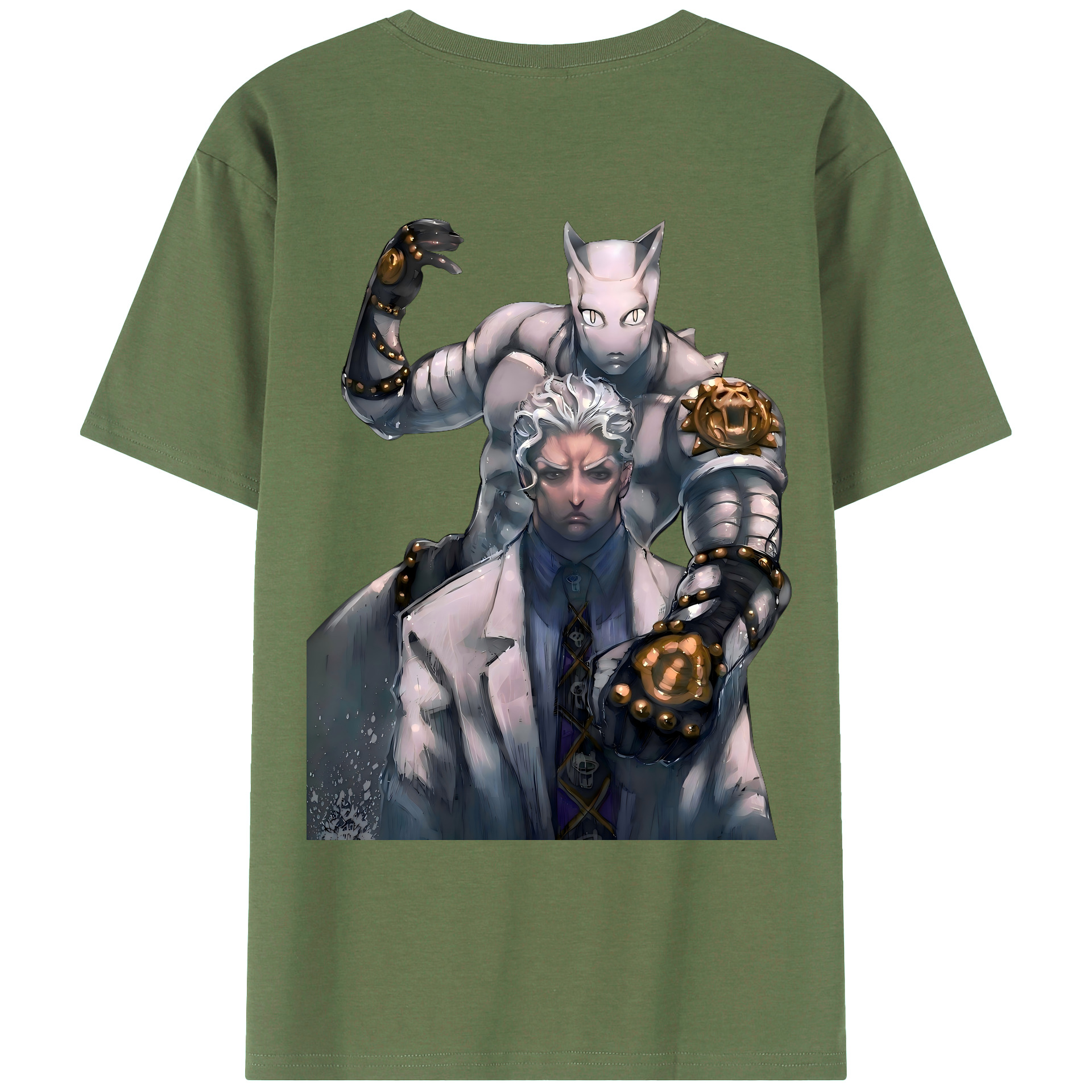 （画像用） ジョジョの奇妙な冒険 きら よしかげ JoJo's Bizarre Adventure Kira Yoshikage 綿100％ メンズ半袖Tシャツ（バックプリント） 通気性